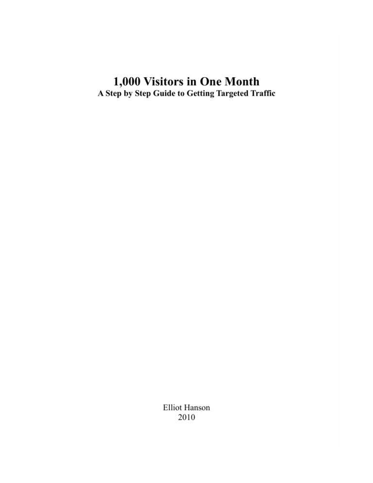 1,000 Visitors in One Month: A Step-by-Step Guide to Getting Targeted Traffic PDF Download – Unknown Author