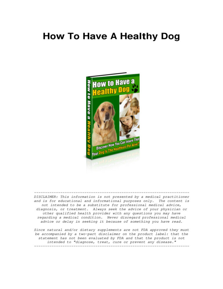 How to Have a Healthy Dog PDF Download – Unknown Author