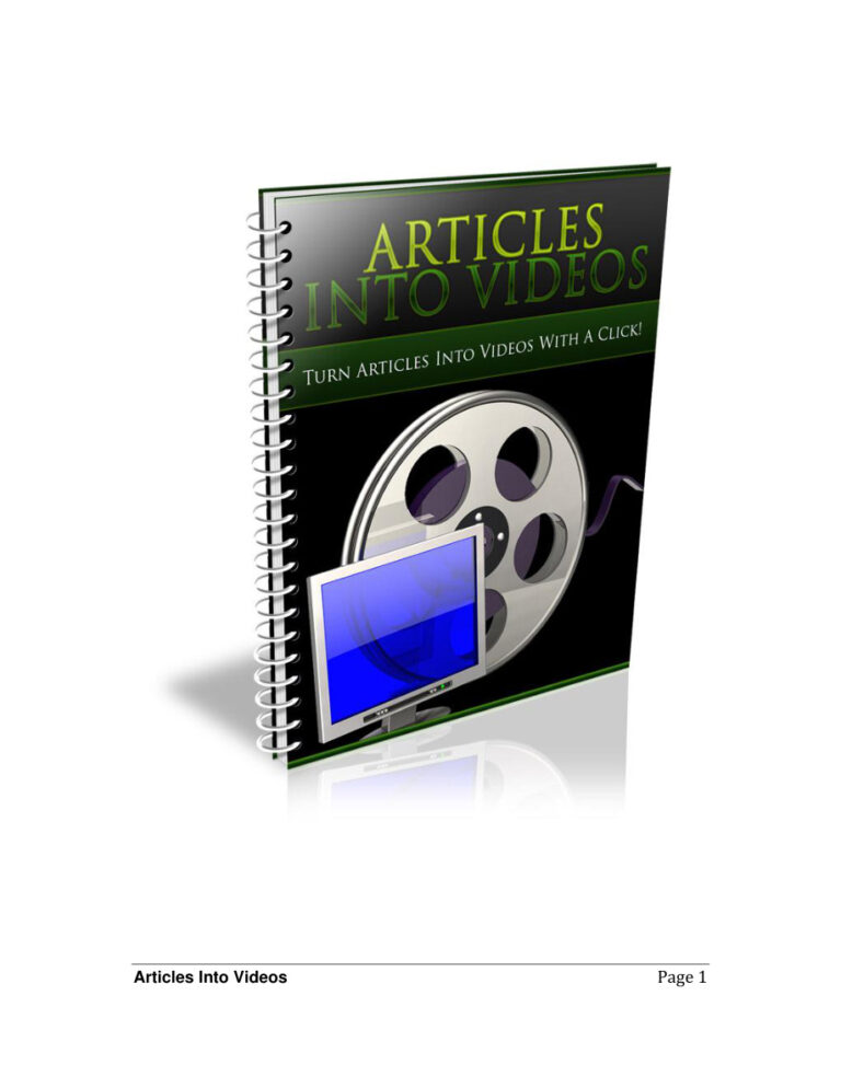 Articles into Videos PDF Download – Unknown Author