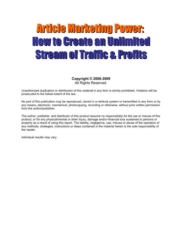 Article Marketing Power PDF Download – Unknown Author