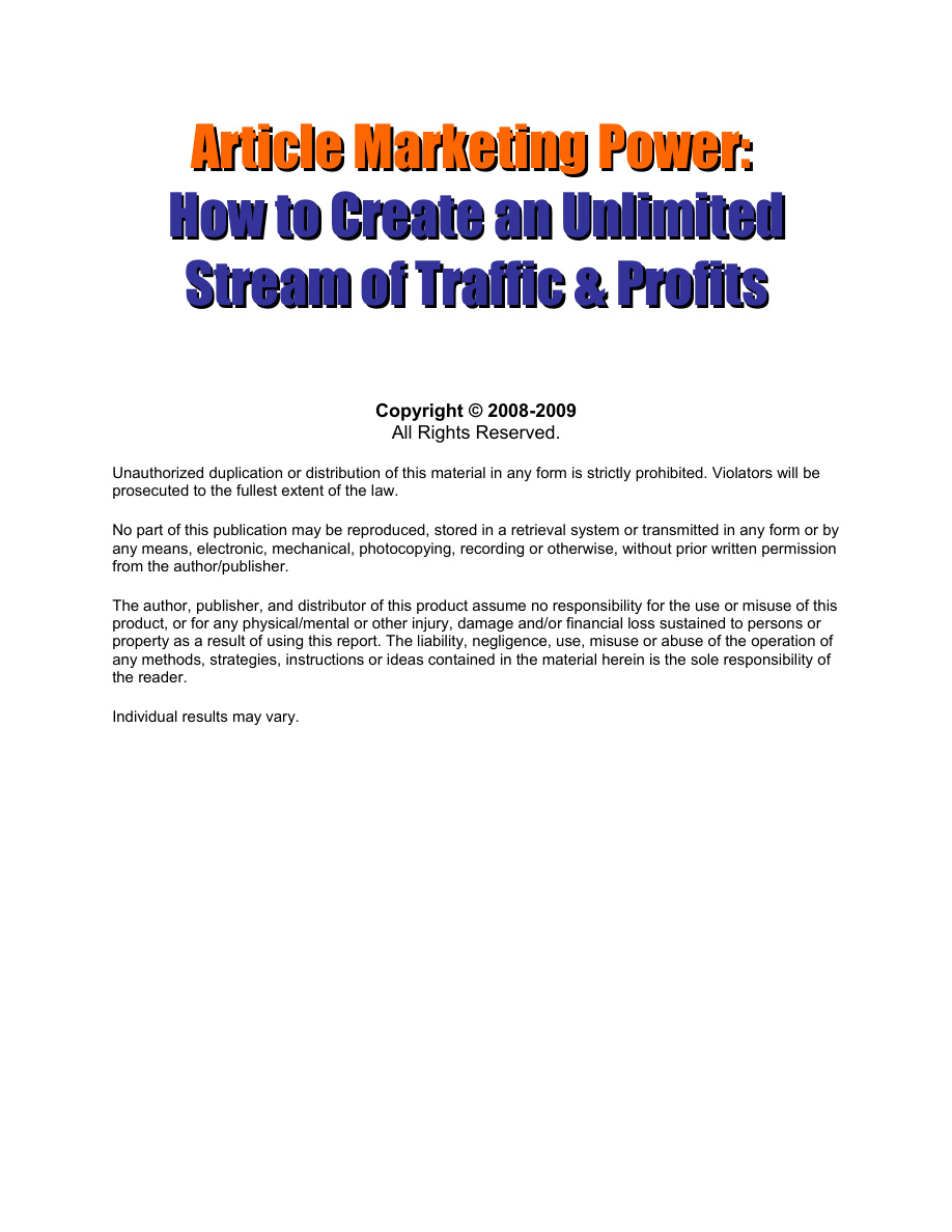 Article Marketing Power PDF Download