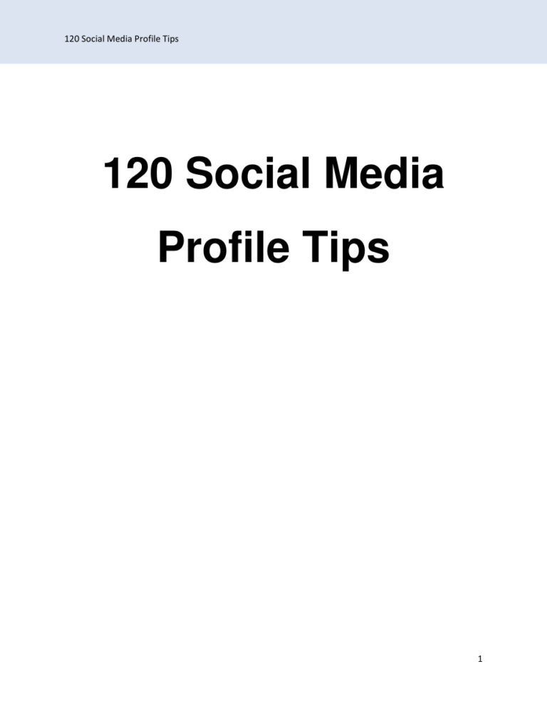 120 Social Media Profile Tips PDF Download – Unknown Author