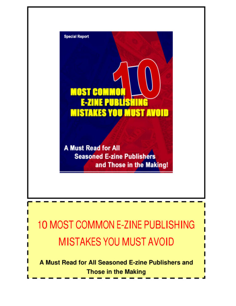 10 Most Common E-zine Publishing Mistakes PDF Download – Unknown Author