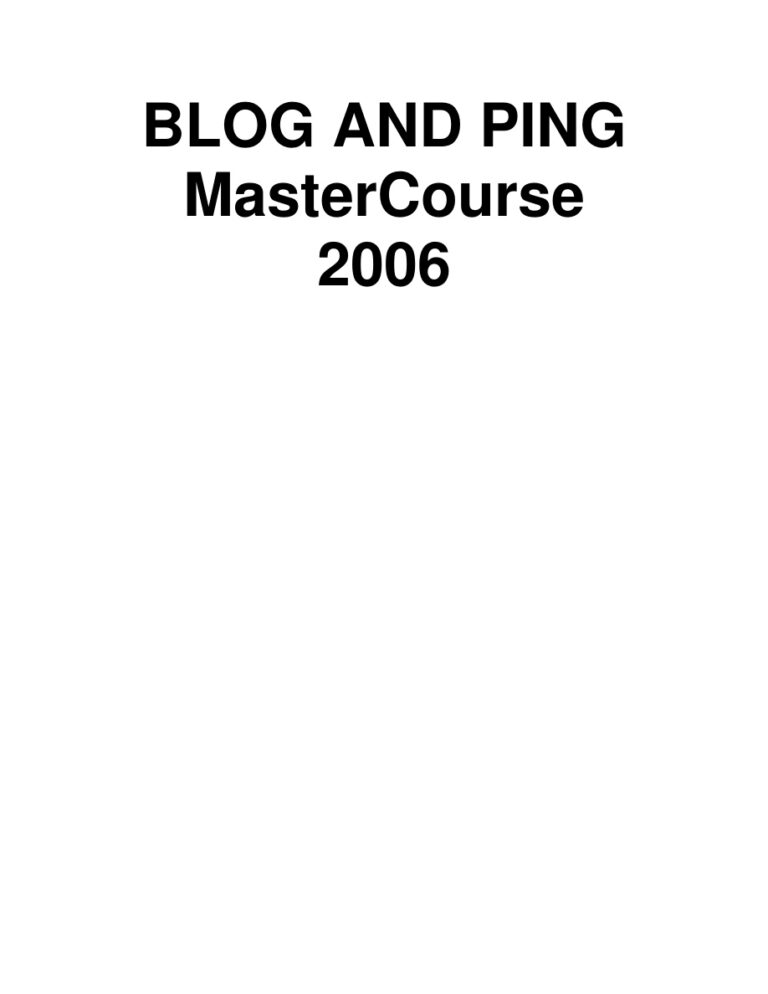 Blog Ping Mastercourse PDF Download – Unknown Author