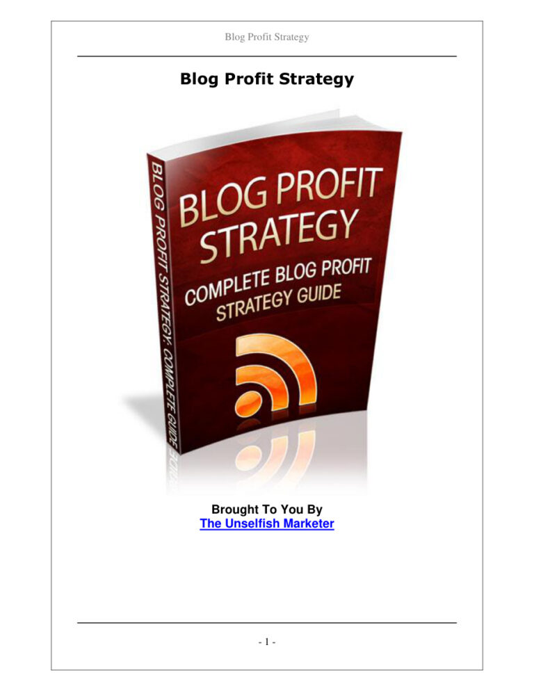 Blog Profit Strategy (Volume 1) PDF Download – Unknown Author