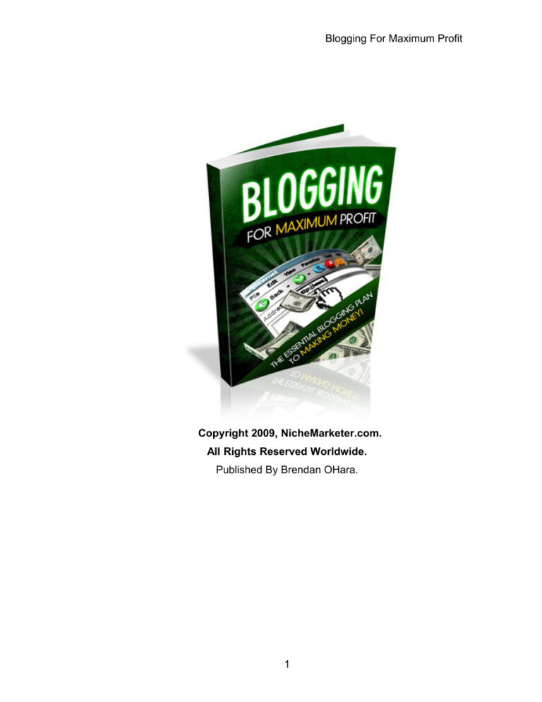 Blogging for Maximum Profit PDF Download – Unknown Author