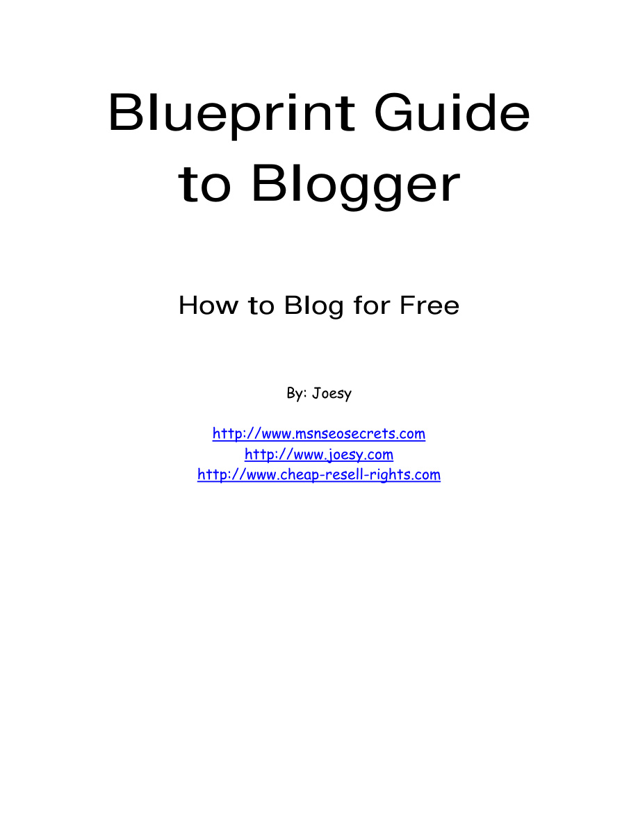 Blueprint Guide to Blogger (Edition 1) PDF Download