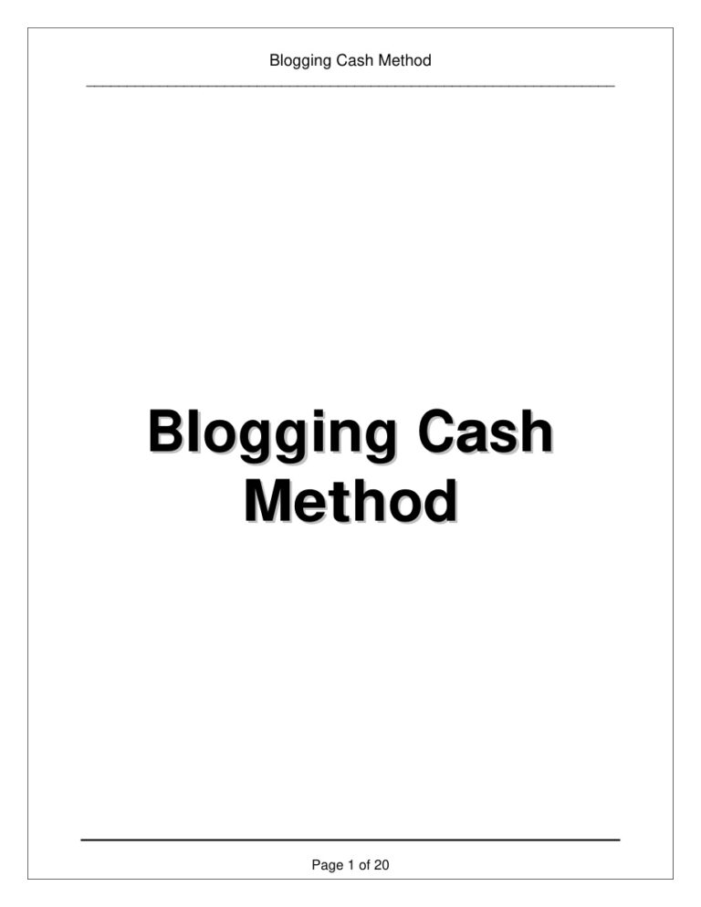 Blogging Cash Method 2 PDF Download – Unknown Author