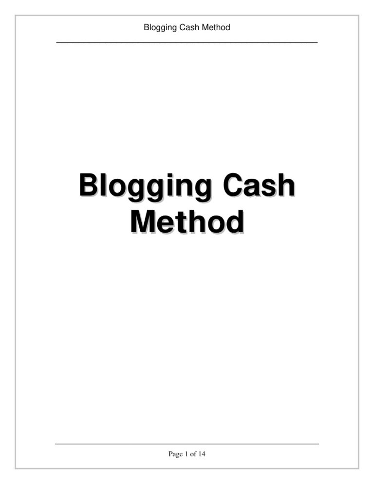 Blogging Cash Method 1 PDF Download – Unknown Author