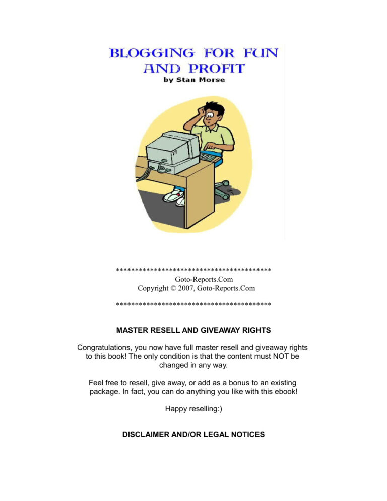 Blogging for Fun and Profit (Edition 1) PDF Download – Unknown Author