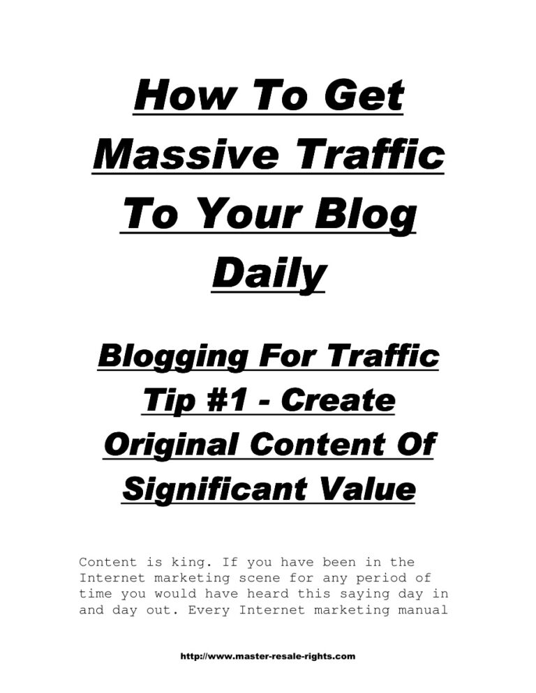 Massive Blog Traffic PDF Download – Unknown Author