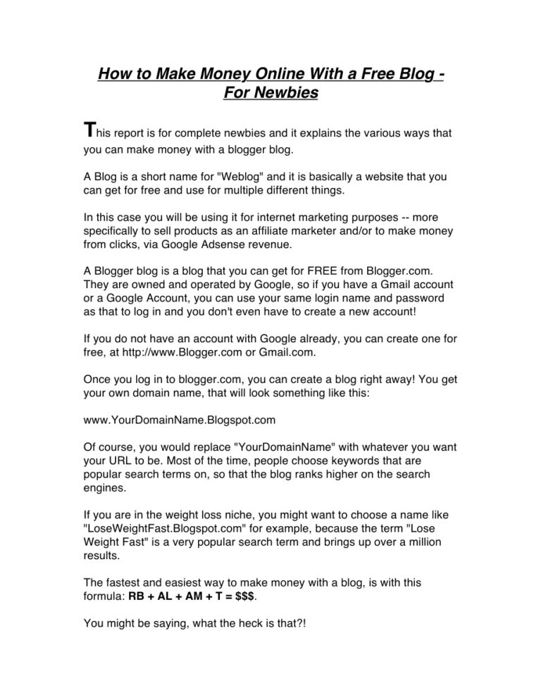 How to Make Money with a Blog PDF Download – Unknown Author