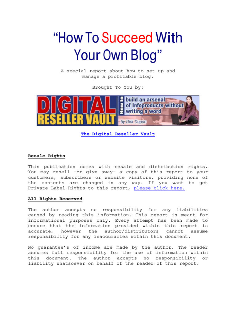 How to Succeed with Your Own Blog PDF Download – Unknown Author