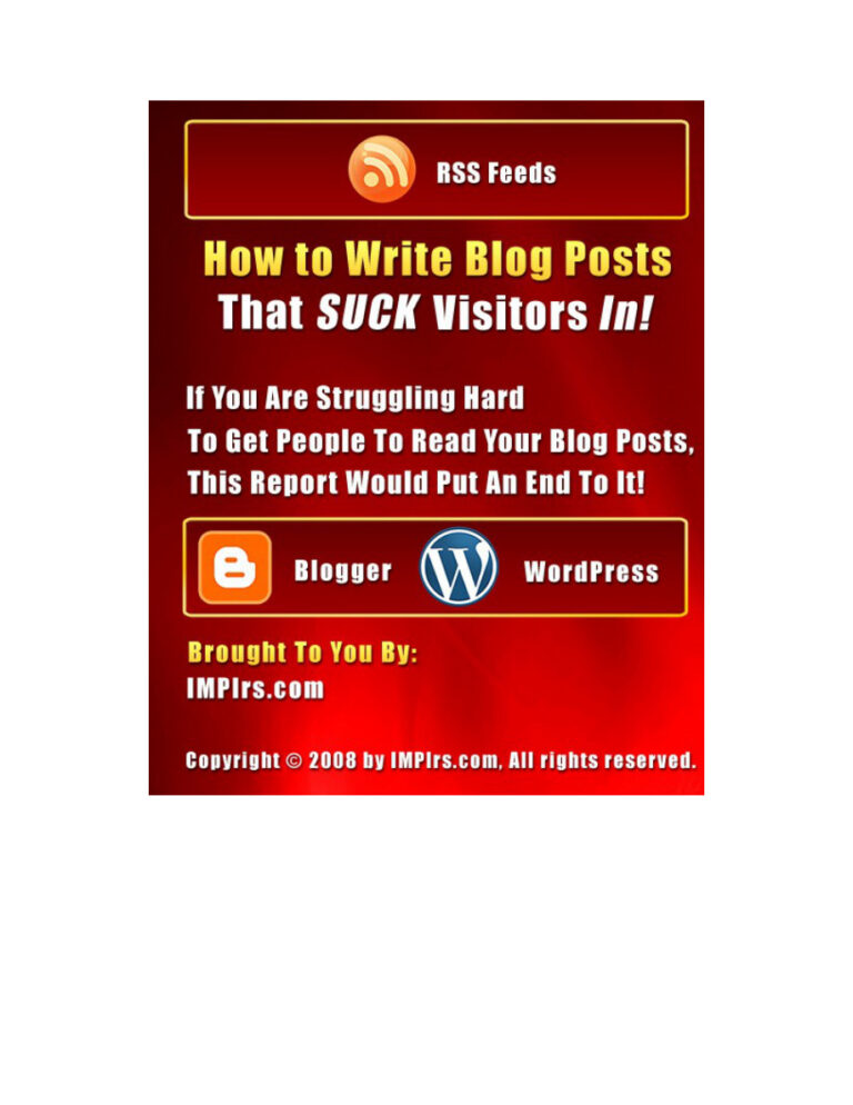 How to Write Blog Posts That Suck Visitors In PDF Download – Unknown Author