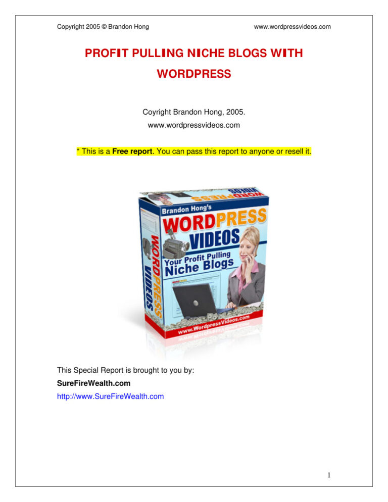 Profit Pulling Niche Blogs PDF Download – Unknown Author