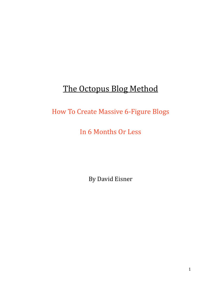 The Octopus Blog Method PDF Download – Unknown Author