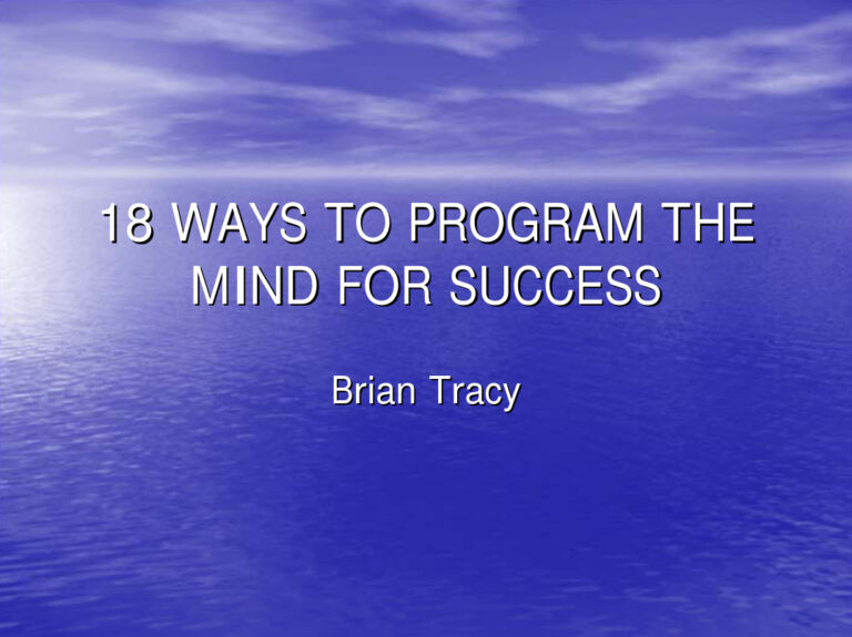 18 Ways to Program the Mind for Success PDF Download – Unknown Author