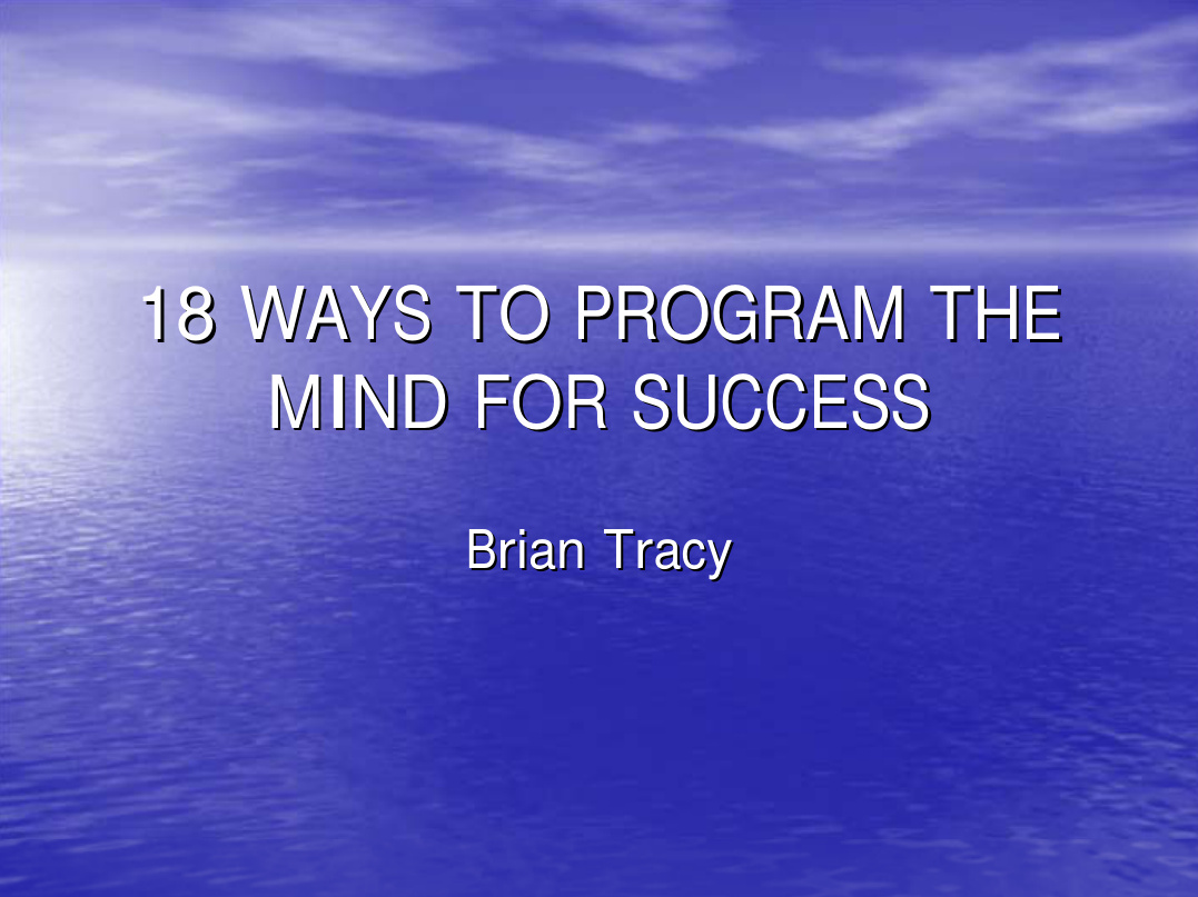 18 Ways to Program the Mind for Success PDF Download