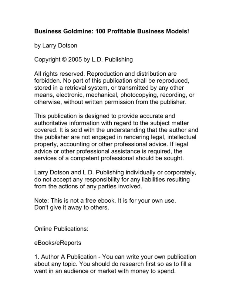 Business Goldmine PDF Download – Unknown Author