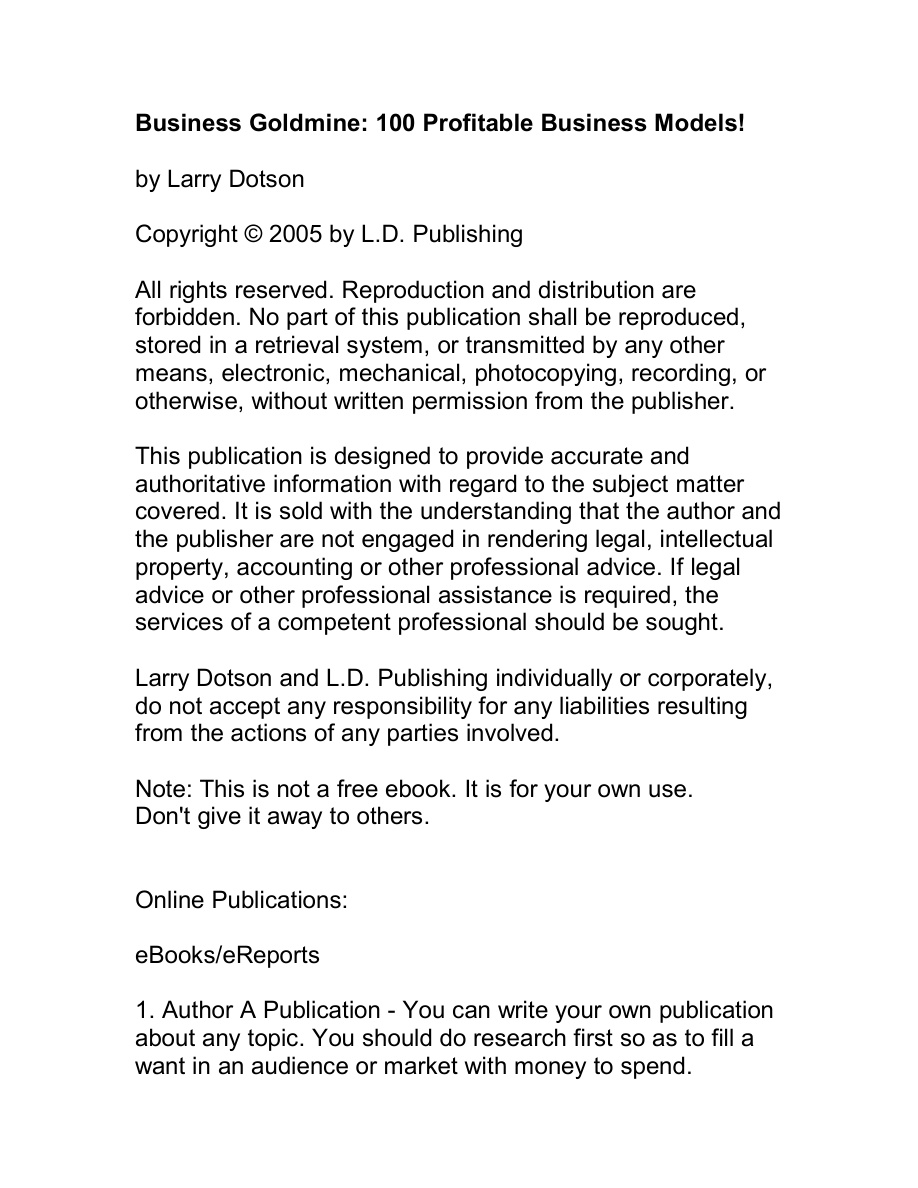 Business Goldmine PDF Download