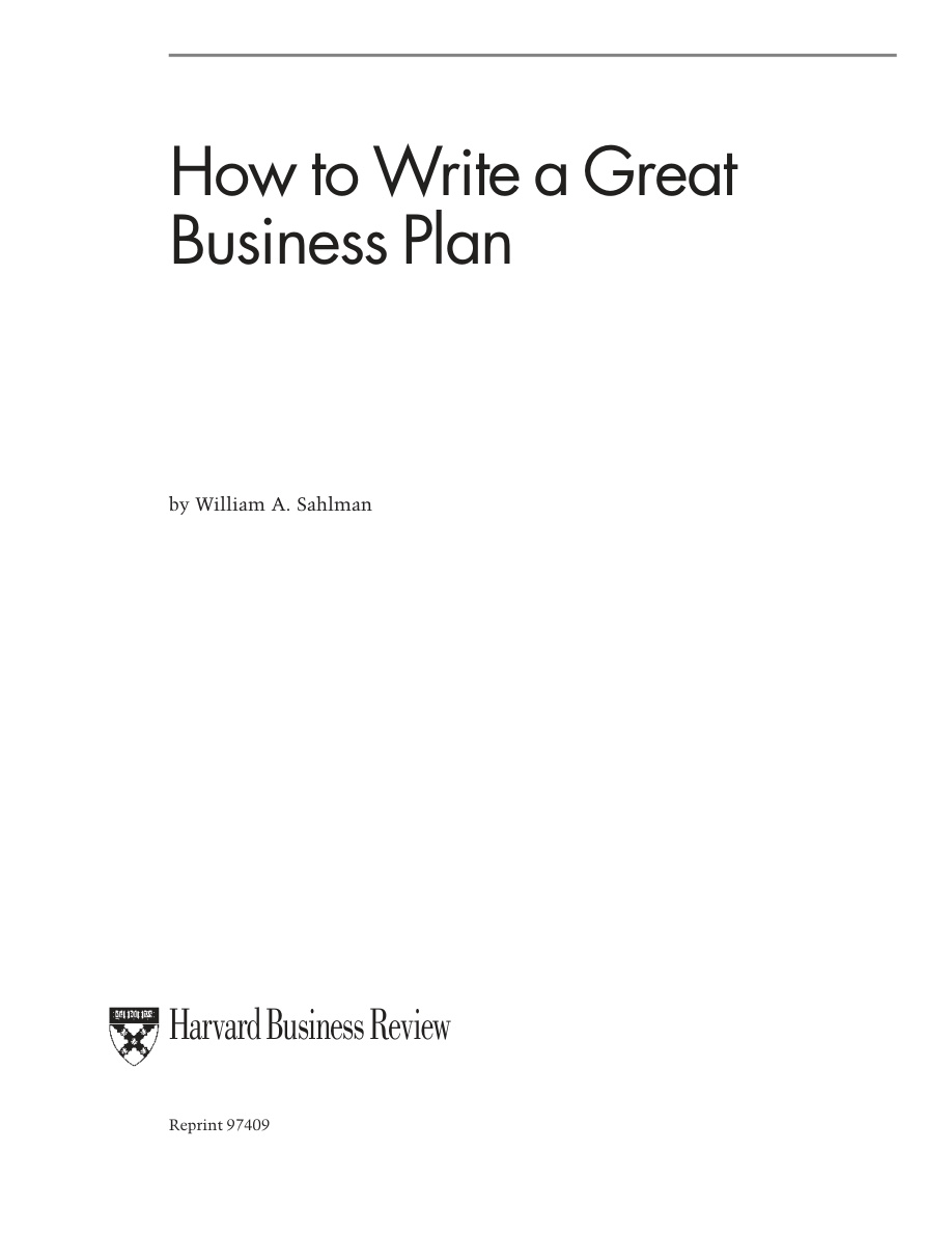 How to Write a Great Business Plan PDF Download