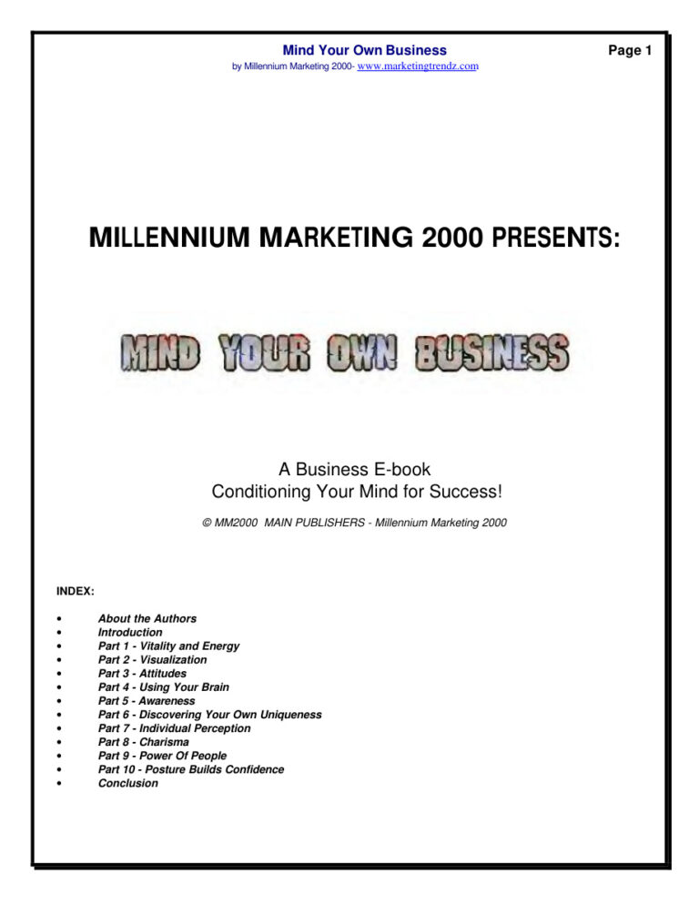 Mind Your Own Business PDF Download – Unknown Author