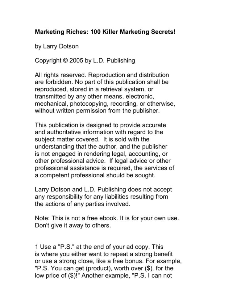 Marketing Riches PDF Download – Unknown Author