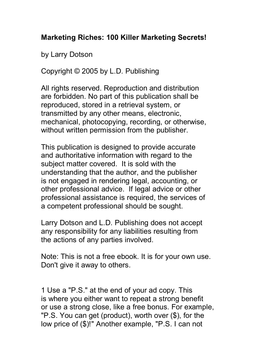 Marketing Riches PDF Download