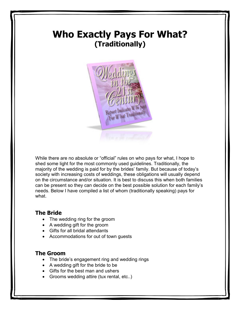 Who Exactly Pays for What Traditionally PDF Download