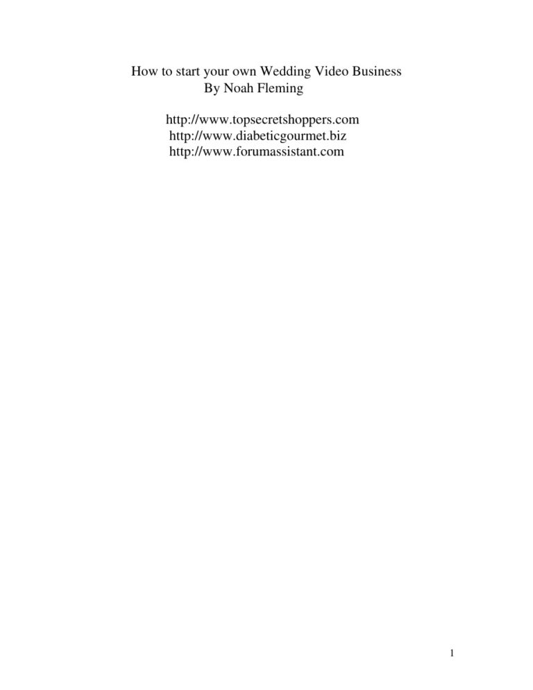 How to Start Your Own Wedding Video Business PDF Download – Unknown Author