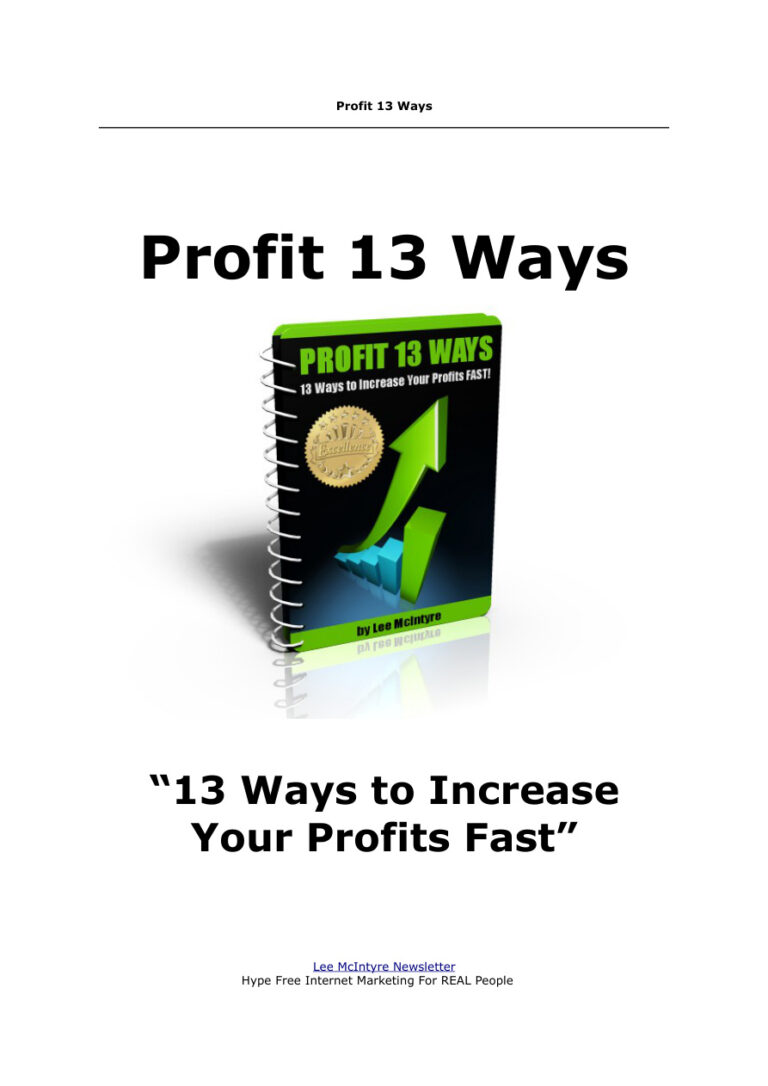 Profit 13 Ways PDF Download – Unknown Author