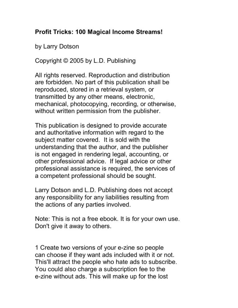 Profit Tricks PDF Download – Unknown Author