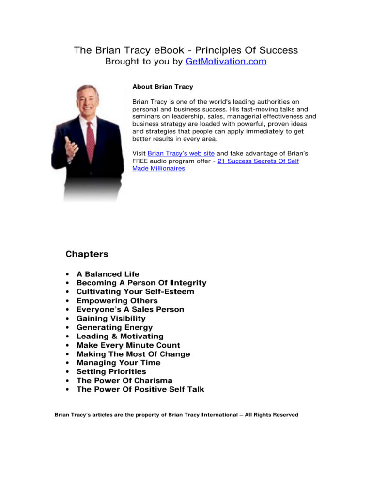 Principles of Success PDF Download – Brian Tracy