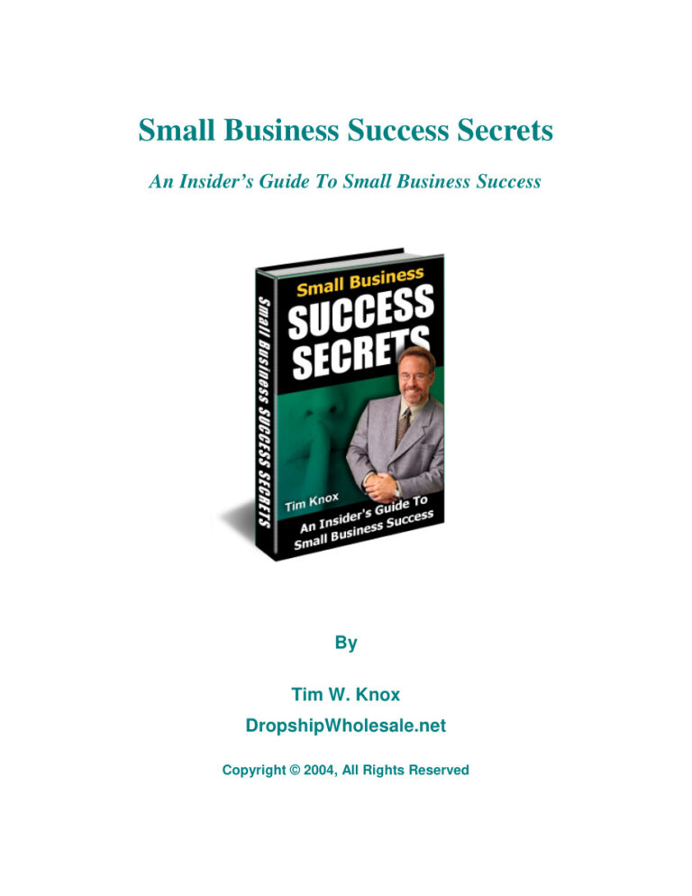 Small Business Success Secrets PDF Download – Unknown Author