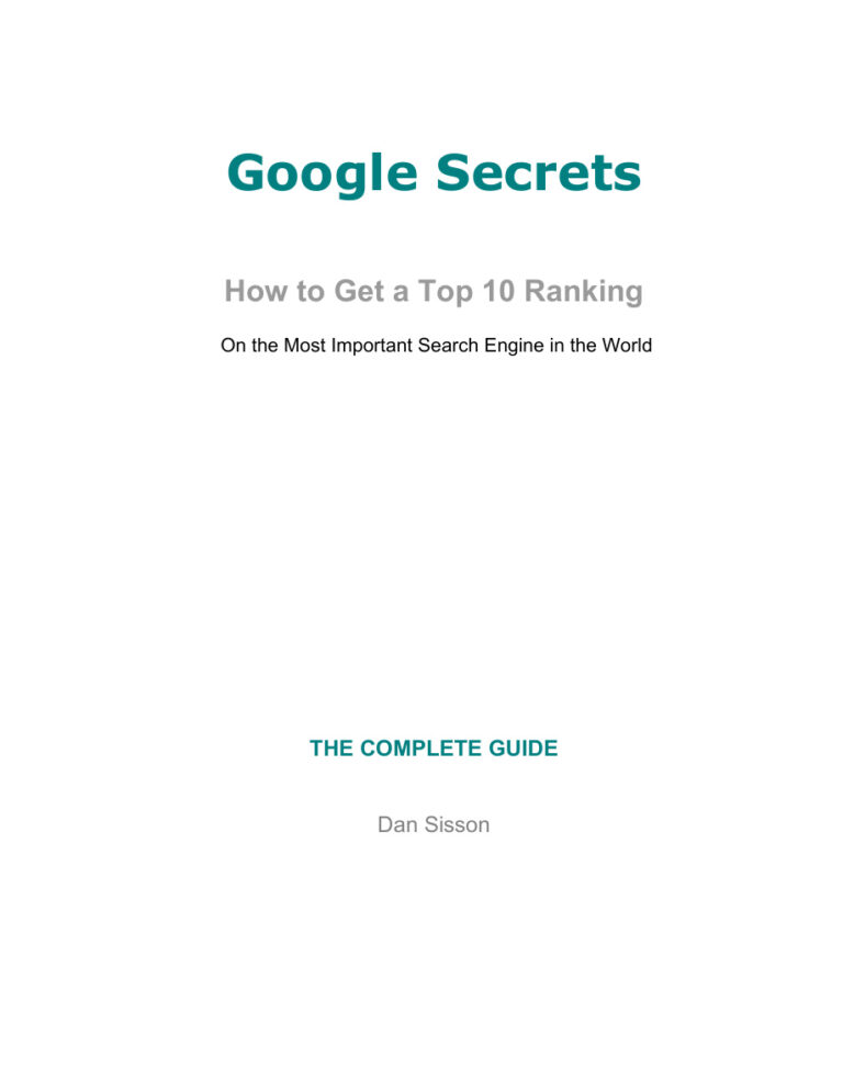 SEO Prog: Google Secrets How to Get a Top 10 Ranking PDF Download – Unknown Author