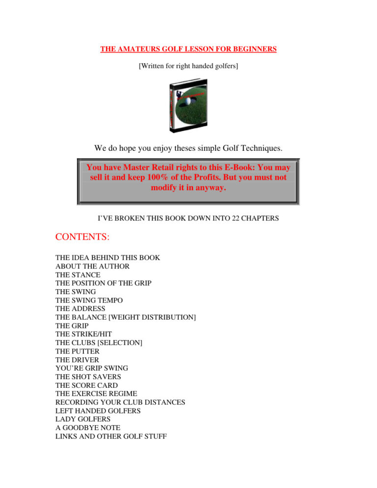 66d8080a31fe8 the amateurs guide of golf Kitap Kapağı