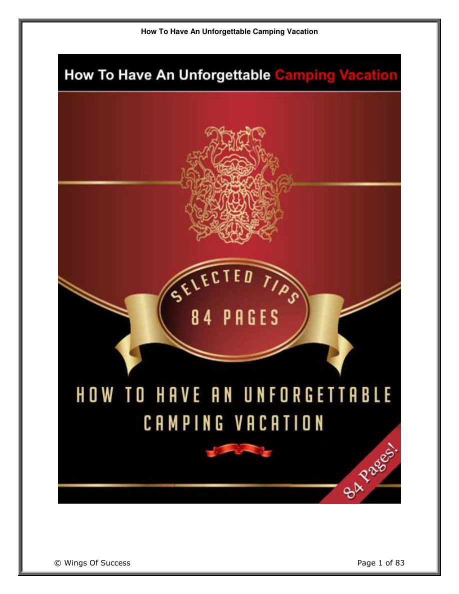 How to Have an Unforgettable Camping Vacation (Volume 1) PDF Download