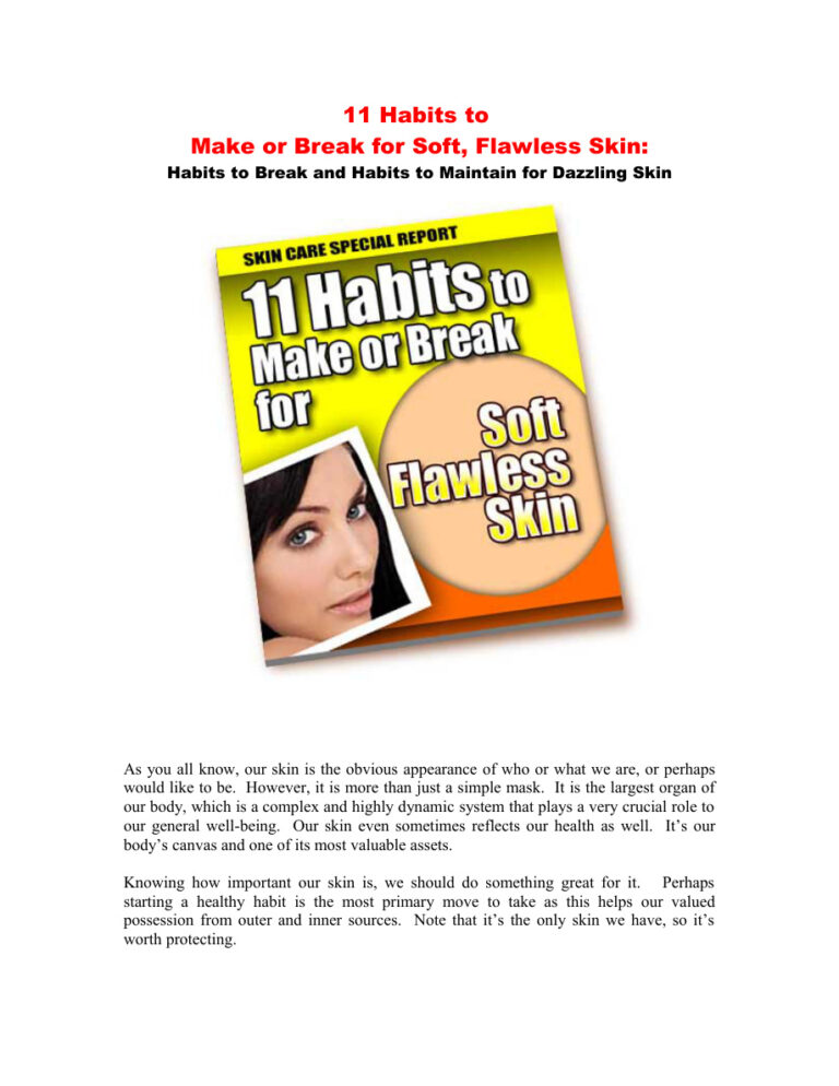 11 Habits to Make or Break for Soft Flawless Skin PDF Download – Unknown Author