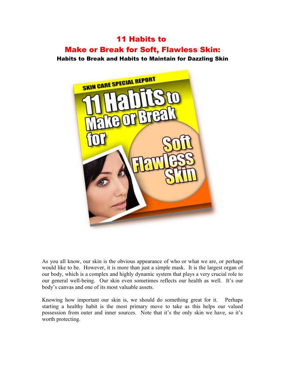 11 Habits to Make or Break for Soft Flawless Skin PDF Download