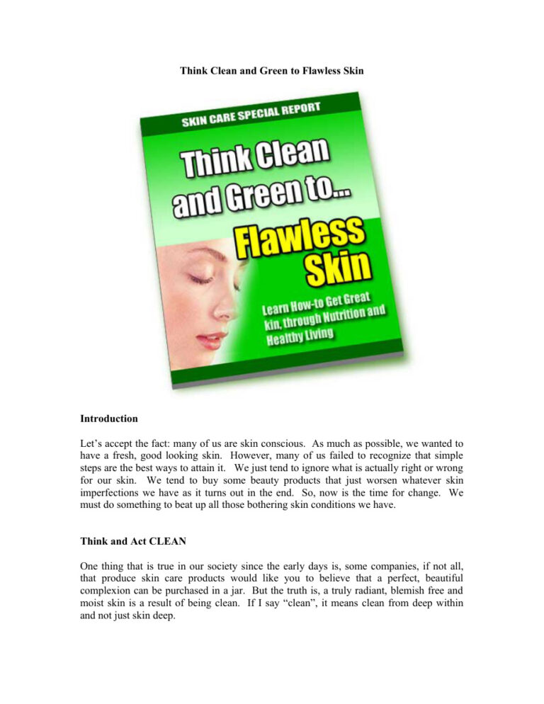 Think Clean and Green to Flawless Skin PDF Download – Unknown Author