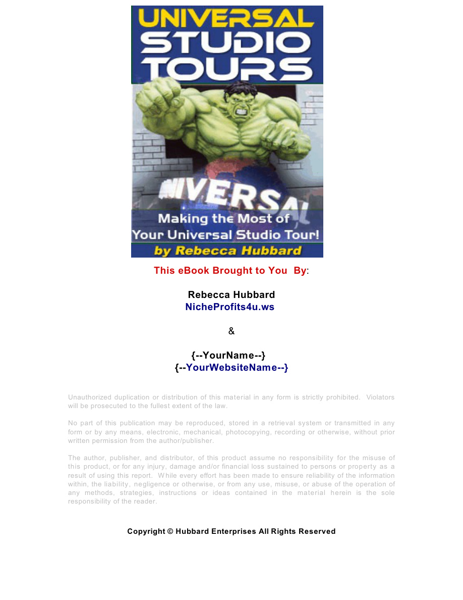 Universal Studio Tours PDF Download