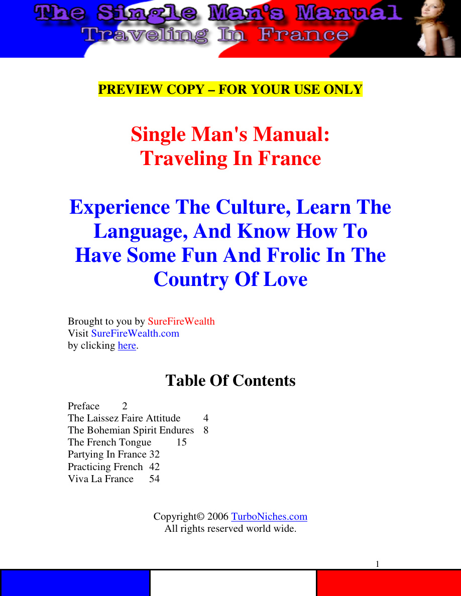 Single Man's Manual Traveling in France PDF Download