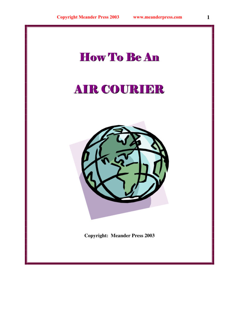 How to Be an Air Courier PDF Download – Unknown Author