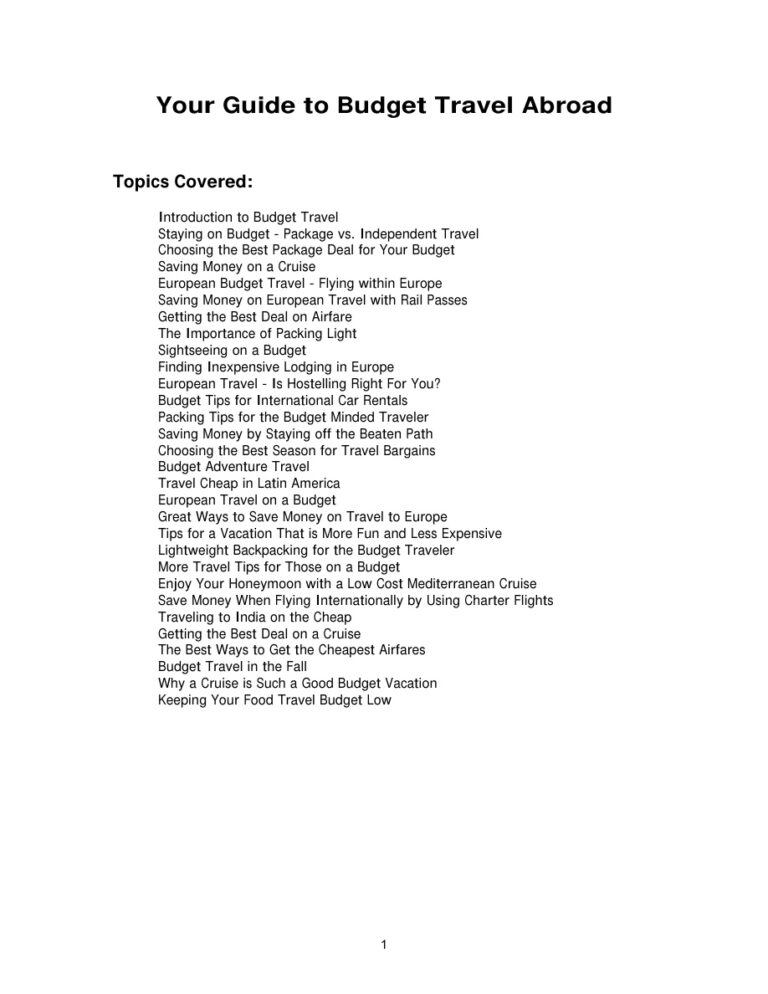 A Guide to Budget Travel PDF Download – Unknown Author