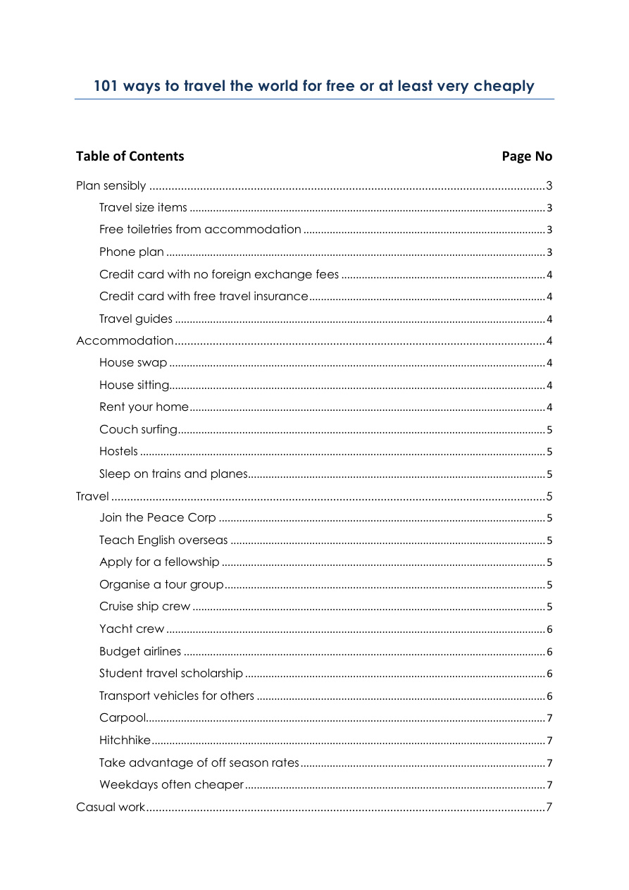 101 Way to Travel Around the World for Cheap & Free PDF Download