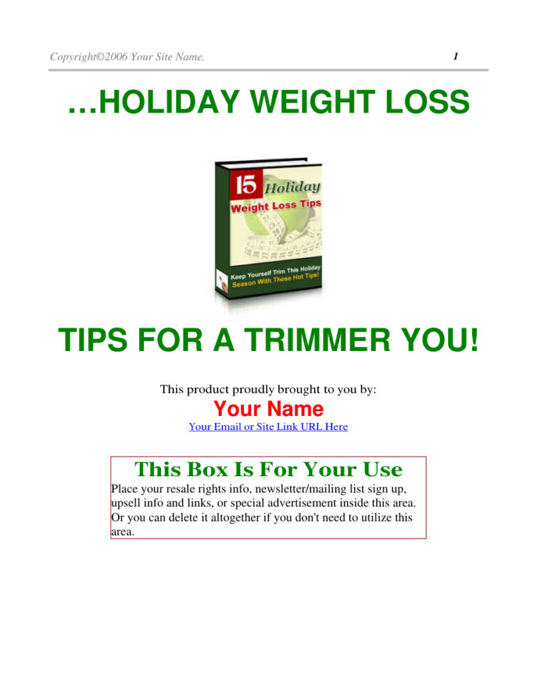 15 Holiday Weight Loss Tips PDF Download – Unknown Author