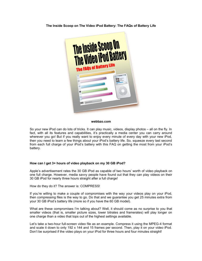 The Inside Scoop on the Video iPod Battery PDF Download – Unknown Author
