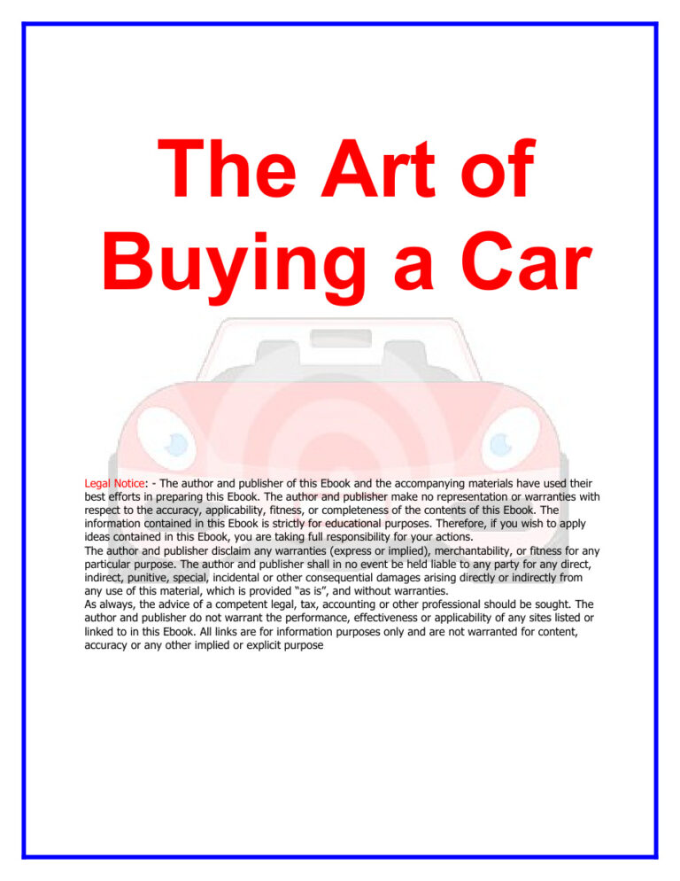 The Art of Buying a Car PDF Download – Unknown Author