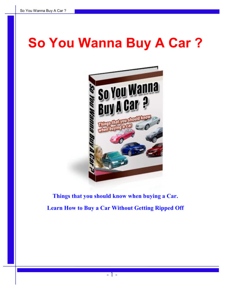 So You Wanna Buy a Car PDF Download – Unknown Author