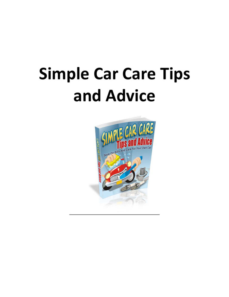 Simple Car Care Tips and Advice PDF Download – Unknown Author